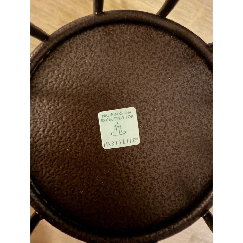 PartyLite Metal Votive Candle Holder Glass Dish Aroma Oil Warmer‎ Rustic